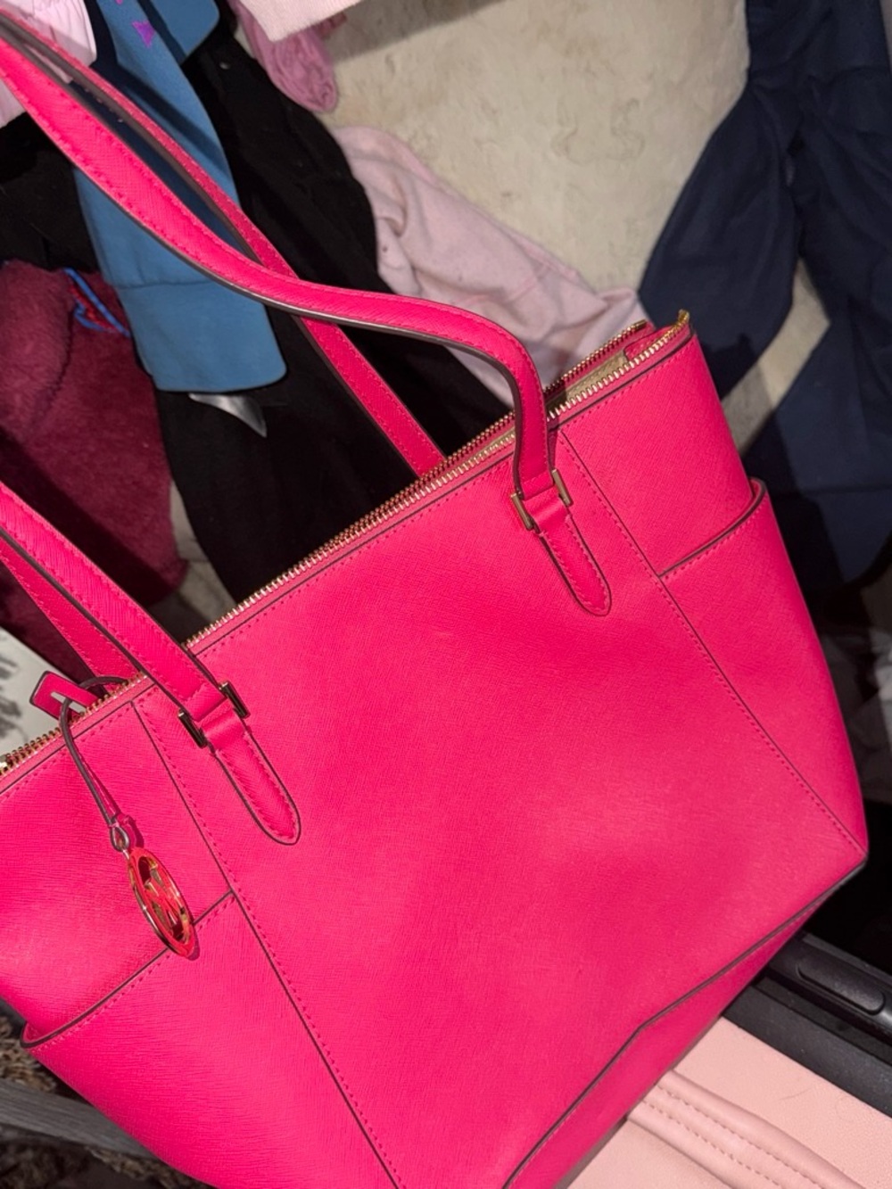 Michael Kors Hot Pink Leather Tote Bag